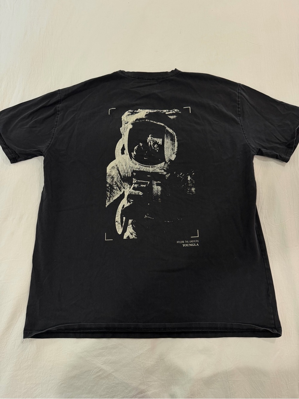 YoungLA Black Tee with Cream Astronaut Graphic